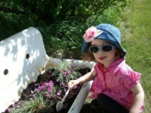 Bella and her sink garden