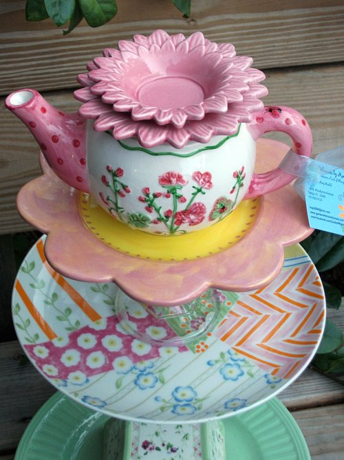 Garden Whimsies (7) Whimsie teapot stack