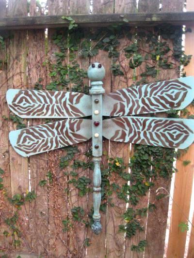 Sara Longale's Dragonfly made form two fan blades and a spindle
