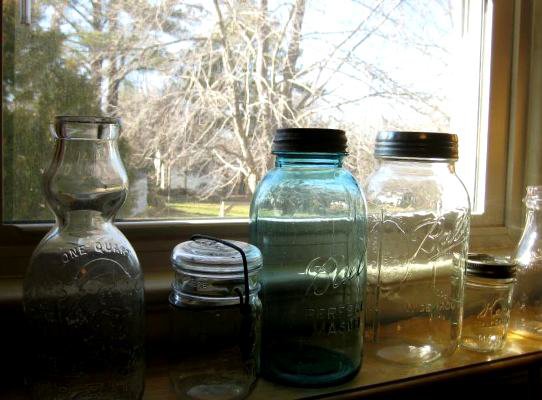 Nell Stelzer's mason jars sit by the window.