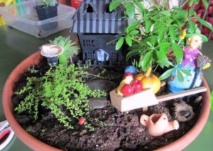 Fairy garden miniatures are easy to find at 'After Christmas' sales.
