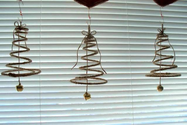 Sue wrapped some springs with twine Christmas tree bells