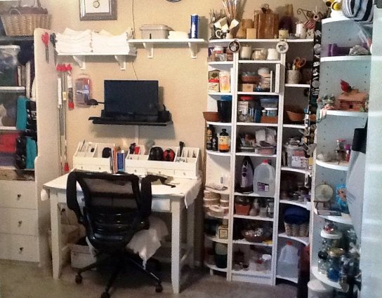 Trish's husband fixed up her workspace