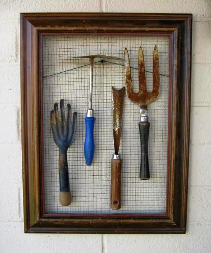 Brian Stephan's framed garden tool set